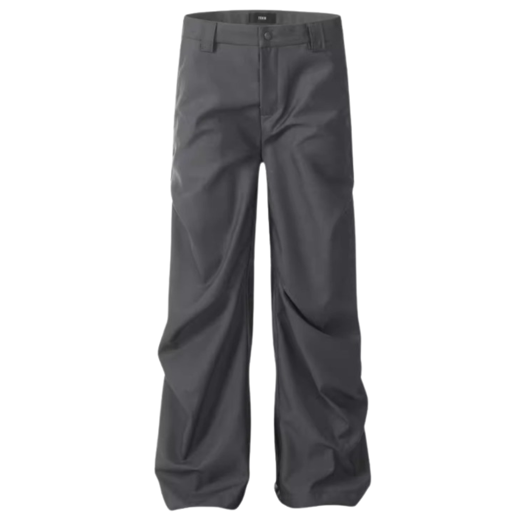 Pleated Wide-Leg Flare Trousers