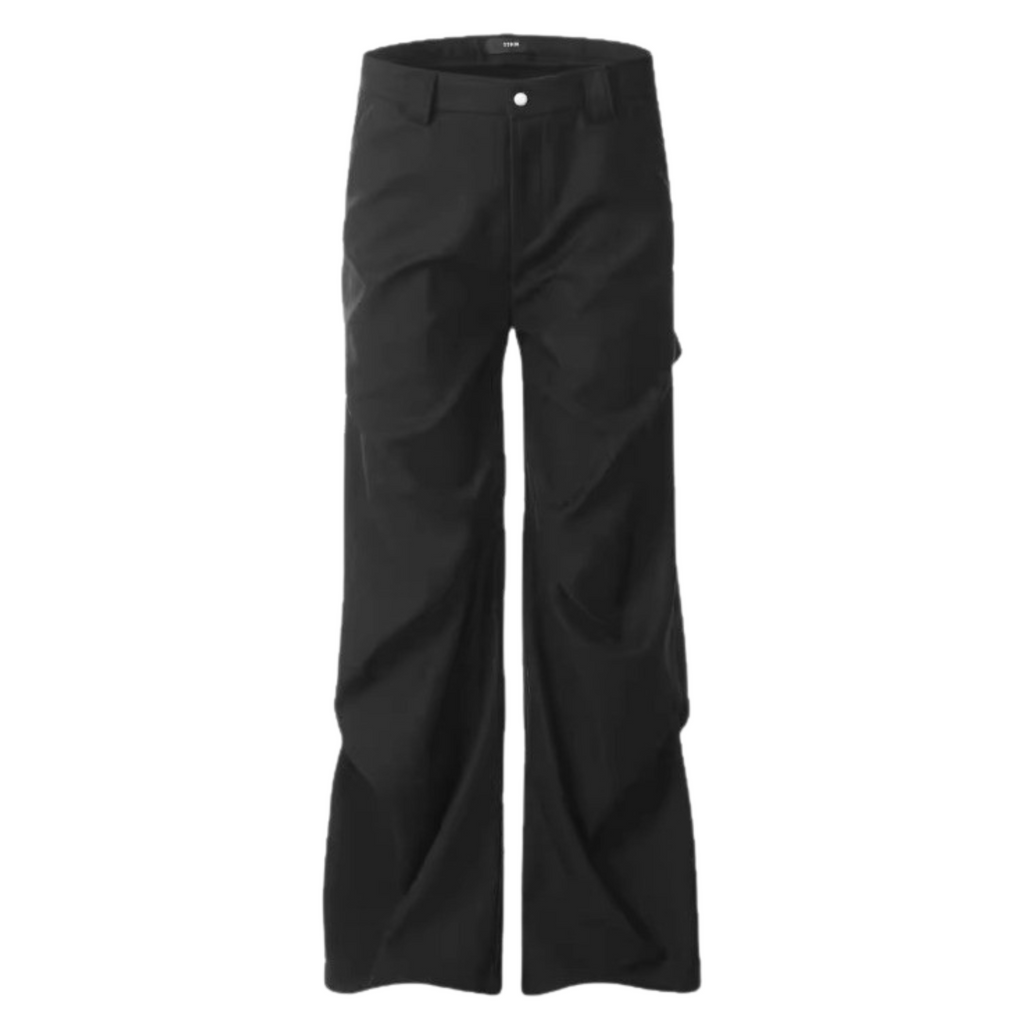 Pleated Wide-Leg Flare Trousers