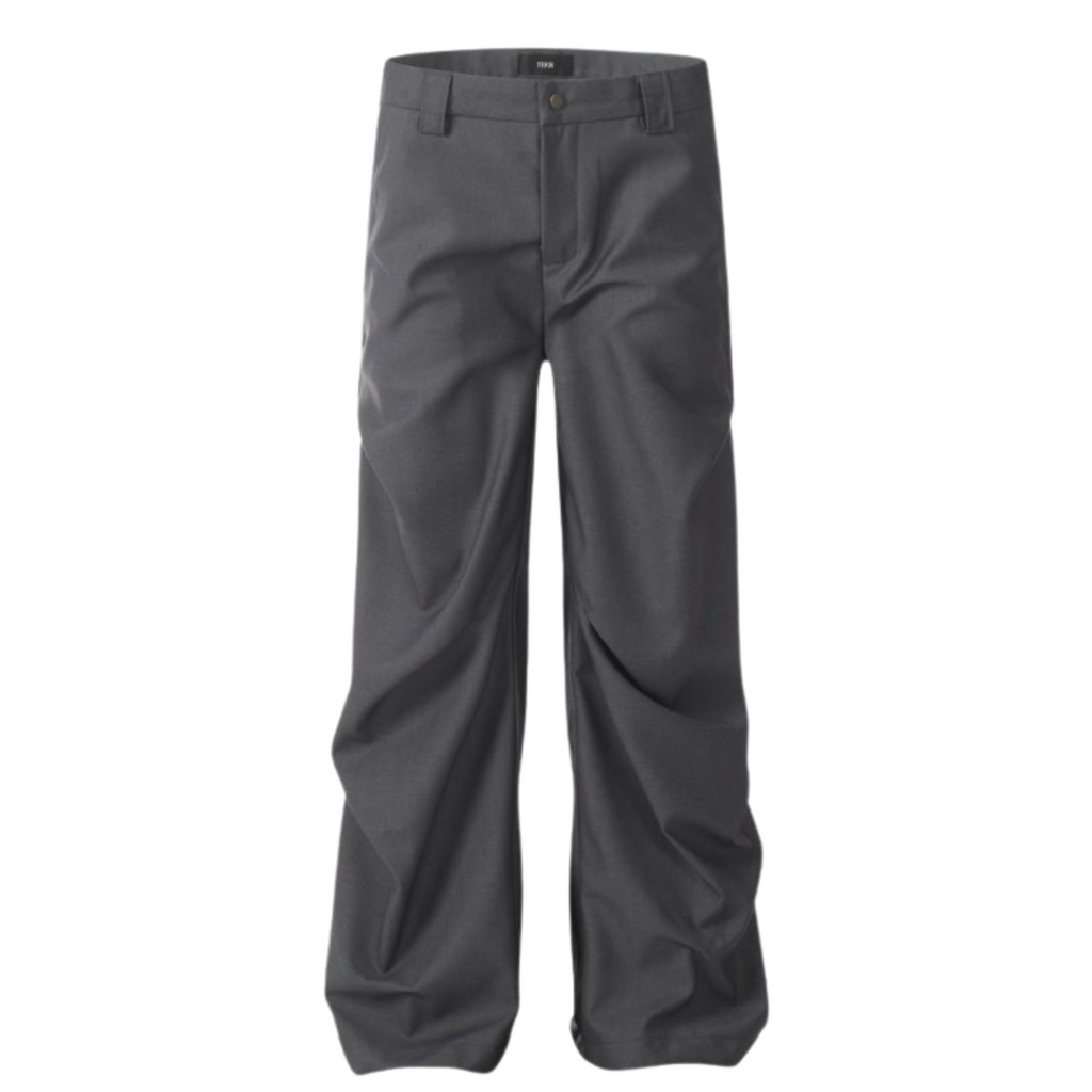 Pleated Wide-Leg Flare Trousers