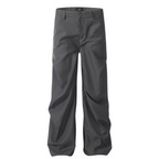 Pleated Wide-Leg Flare Trousers
