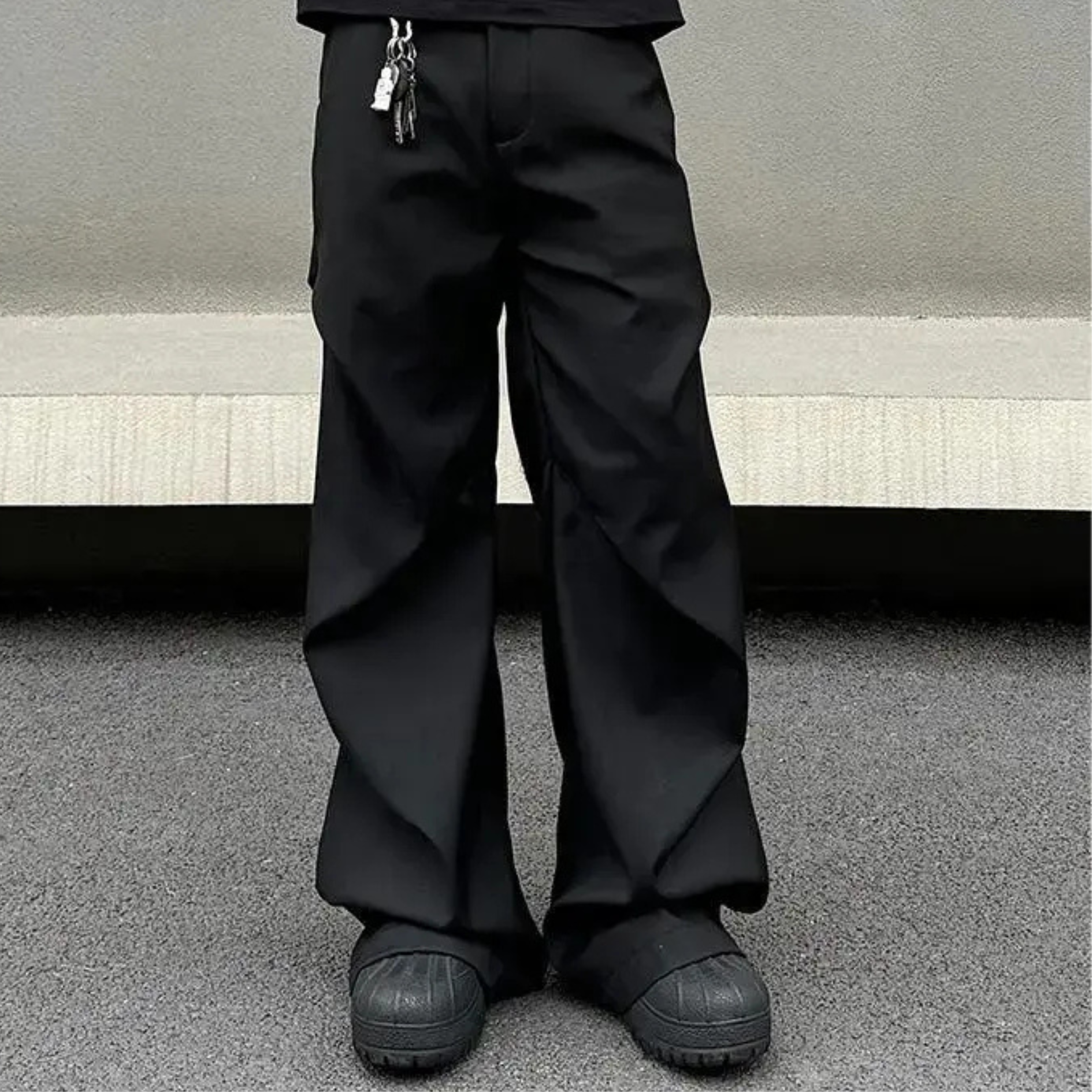 Pleated Wide-Leg Flare Trousers