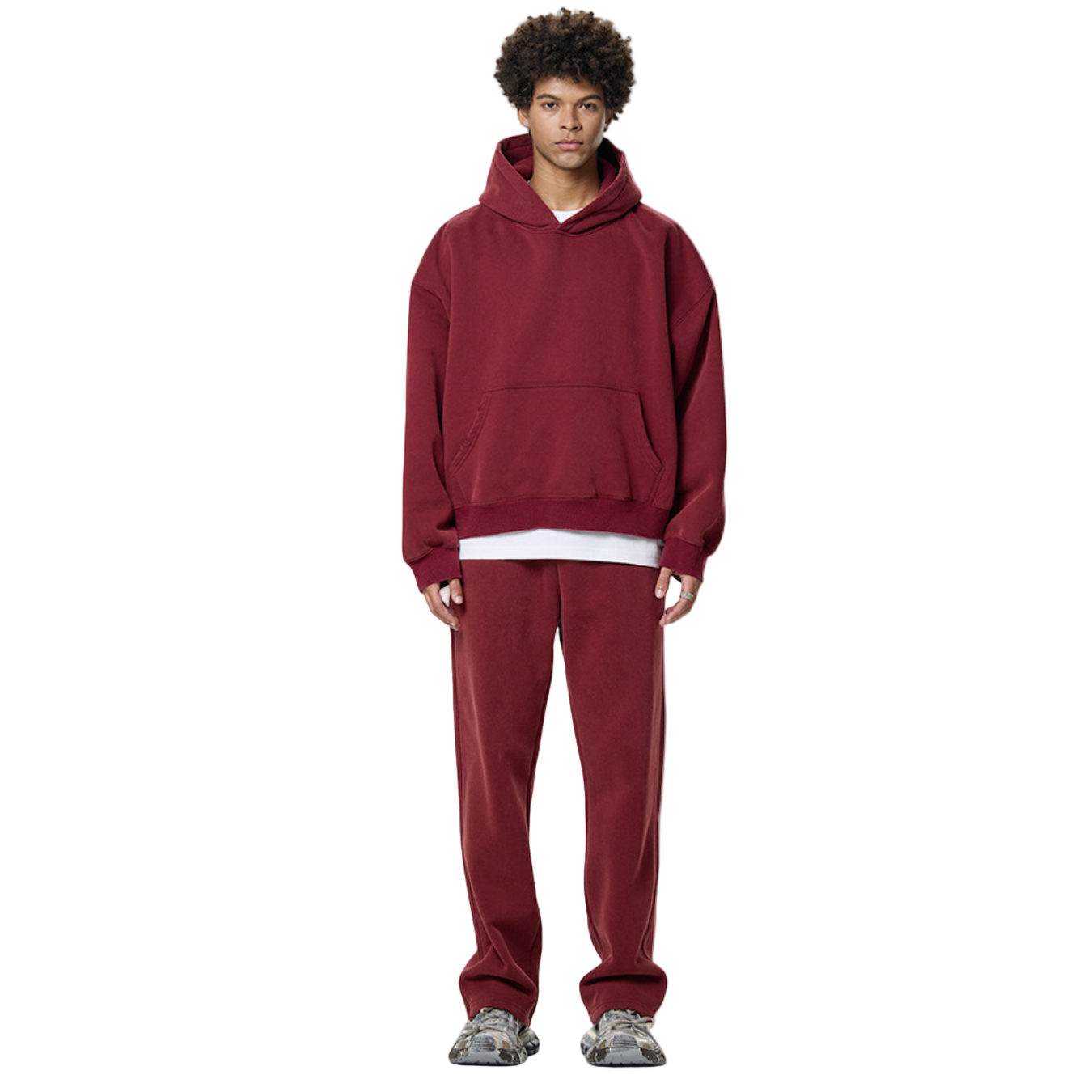 The Essential Boxy Pullover Hoodie (Deep Red)
