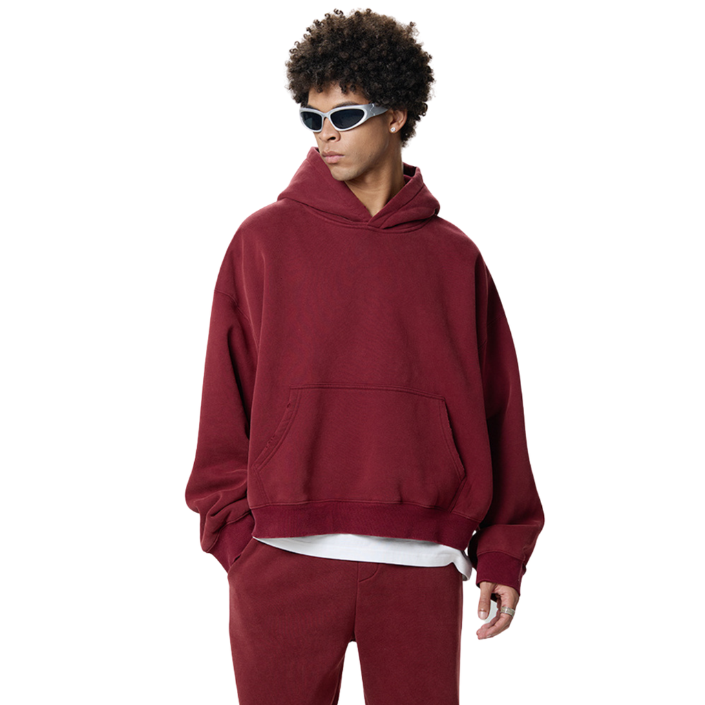 The Essential Boxy Pullover Hoodie (Deep Red)