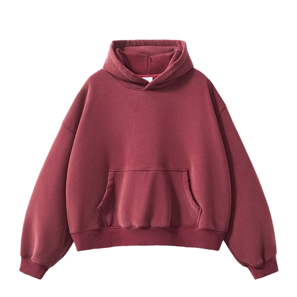 Washed Boxy Pullover Hoodie (Angola Red)