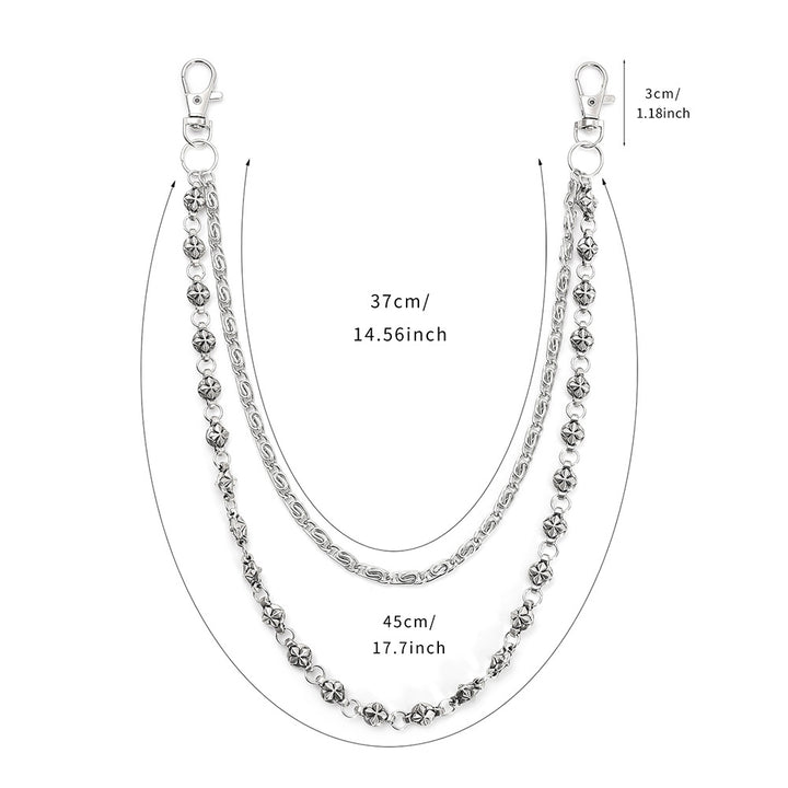 Korean version of ins Harajuku style street hip-hop jeans chain personalized punk style double-layer waist chain men's and women's accessories trend