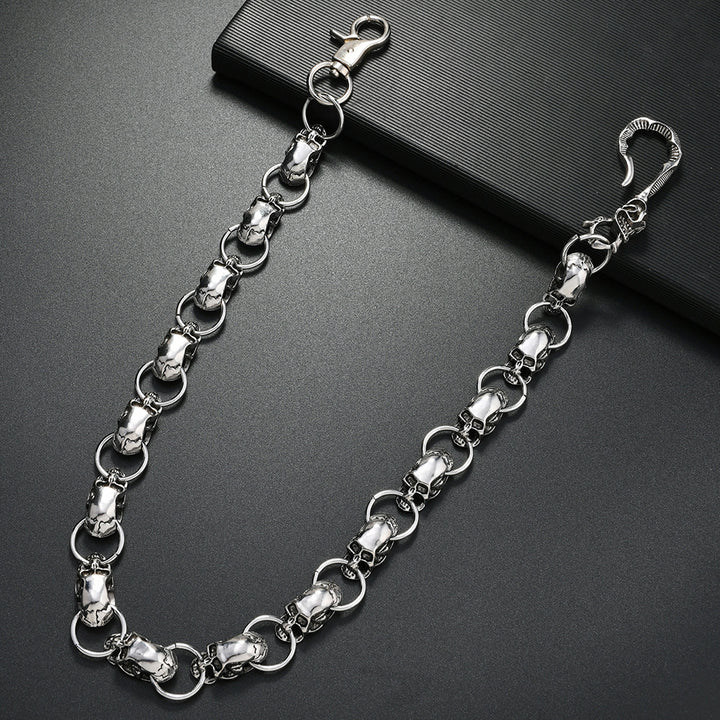 New European and American accessories: alloy skull trouser chain, high-end hip-hop trend punk style waist chain, jeans hanging chain