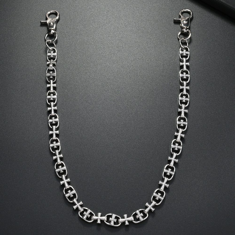 Fashion Korean version men's trouser chain personality youth denim street dance metal punk trendy waist chain simple cross pendant