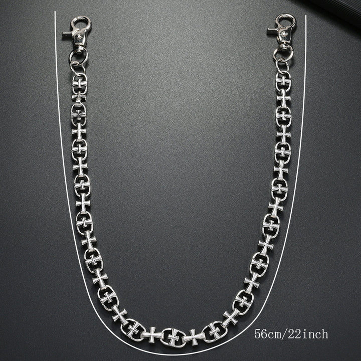 Fashion Korean version men's trouser chain personality youth denim street dance metal punk trendy waist chain simple cross pendant