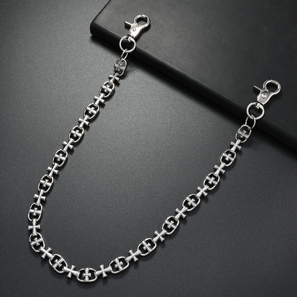 Fashion Korean version men's trouser chain personality youth denim street dance metal punk trendy waist chain simple cross pendant
