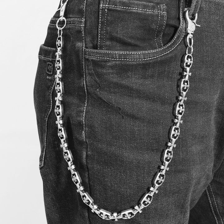 Fashion Korean version men's trouser chain personality youth denim street dance metal punk trendy waist chain simple cross pendant