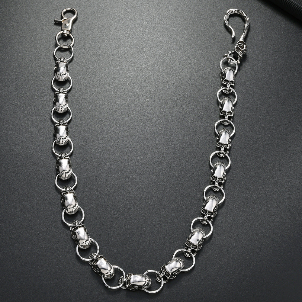 New European and American accessories: alloy skull trouser chain, high-end hip-hop trend punk style waist chain, jeans hanging chain