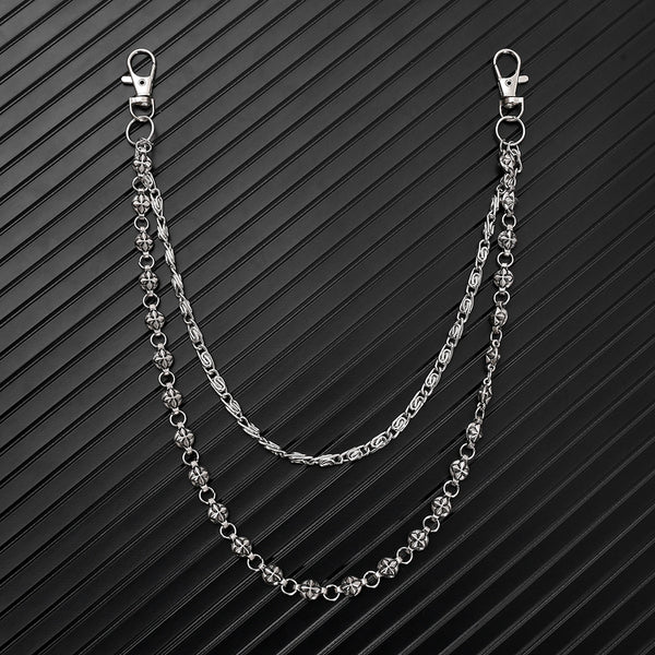 Korean version of ins Harajuku style street hip-hop jeans chain personalized punk style double-layer waist chain men's and women's accessories trend