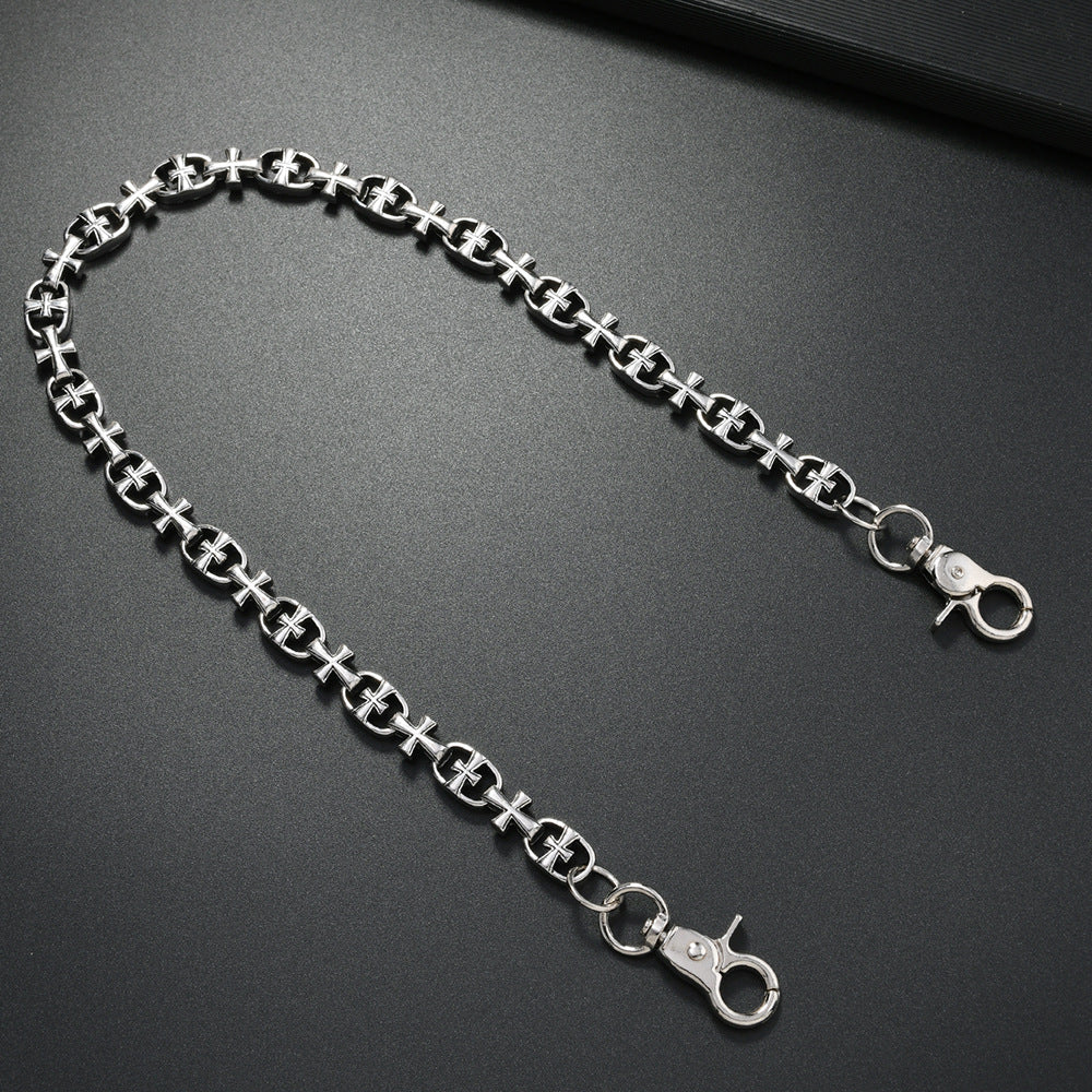 Fashion Korean version men's trouser chain personality youth denim street dance metal punk trendy waist chain simple cross pendant