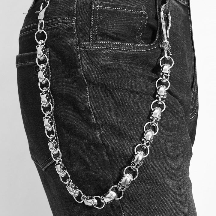New European and American accessories: alloy skull trouser chain, high-end hip-hop trend punk style waist chain, jeans hanging chain