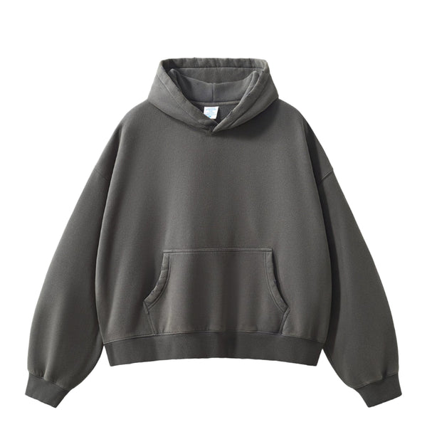 Washed Boxy Pullover Hoodie (Grey)
