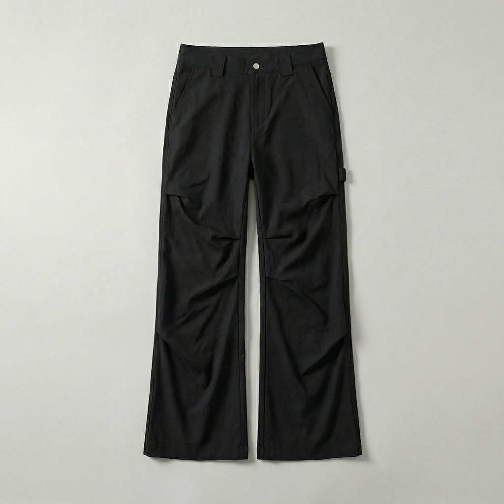 Pleated Wide-Leg Flare Trousers