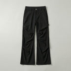 Pleated Wide-Leg Flare Trousers