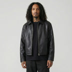 Cropped Faux Leather Zip Jacket