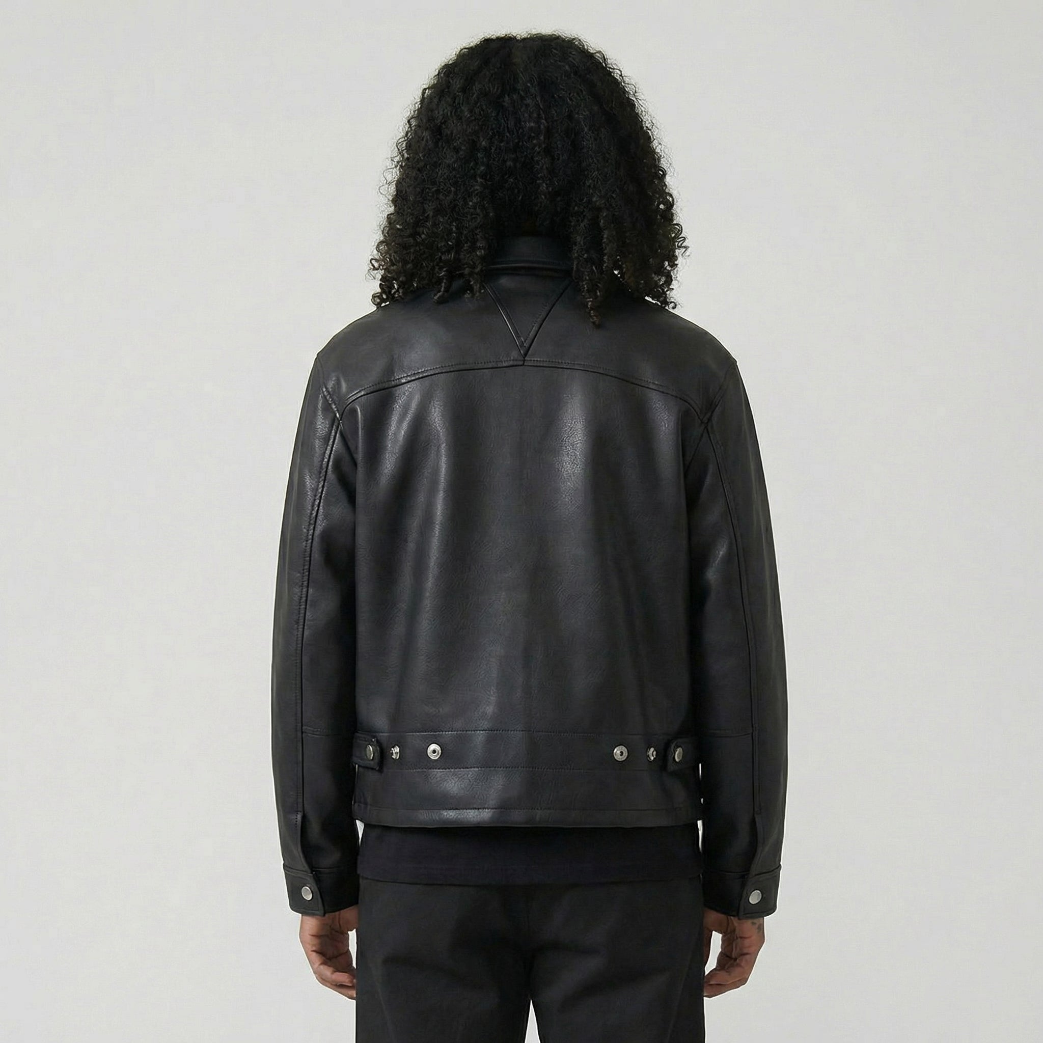 Cropped Faux Leather Zip Jacket