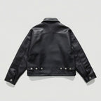 Cropped Faux Leather Zip Jacket