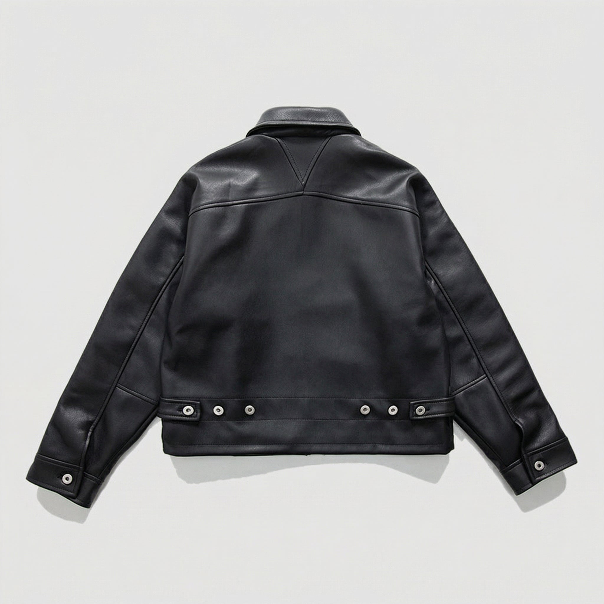 Cropped Faux Leather Zip Jacket