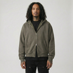 The Essential Boxy Double Zip Hoodie (Grey)