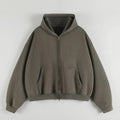 The Essential Boxy Double Zip Hoodie (Grey)