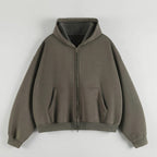 The Essential Boxy Double Zip Hoodie (Grey)