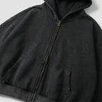 The Essential Boxy Double Zip Hoodie (Black)