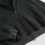 The Essential Boxy Double Zip Hoodie (Black)