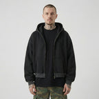 The Essential Boxy Double Zip Hoodie (Black)