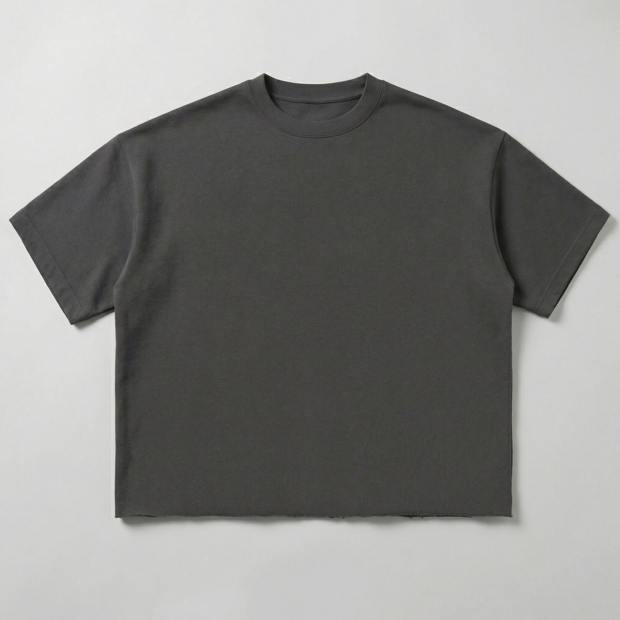 Raw Hem Boxy Tee (Dark Grey)