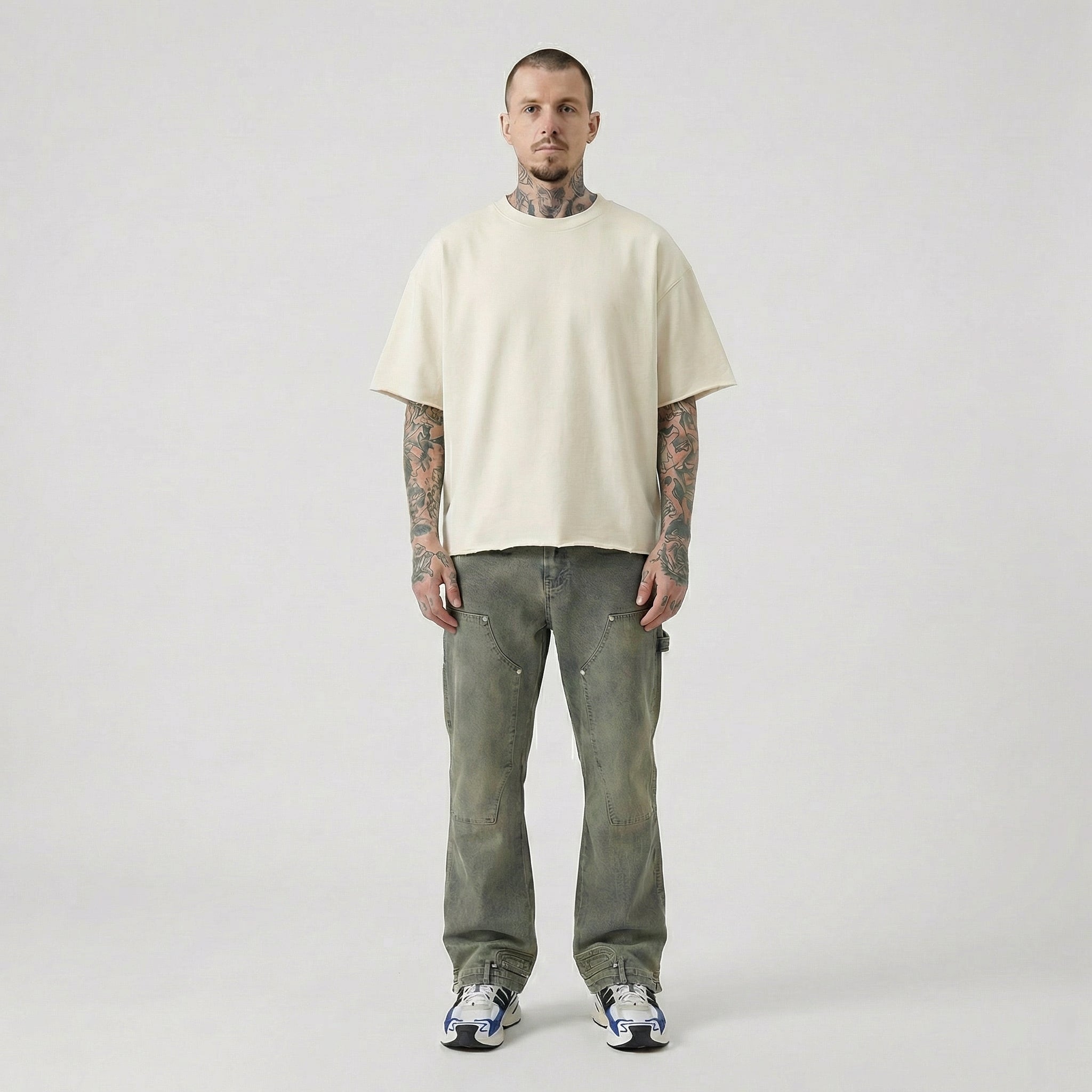 Raw Hem Boxy Tee (Off White)