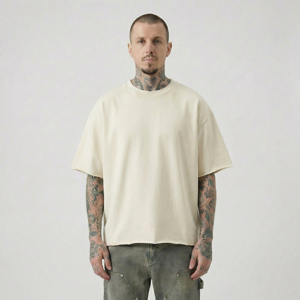 Raw Hem Boxy Tee (Off White)