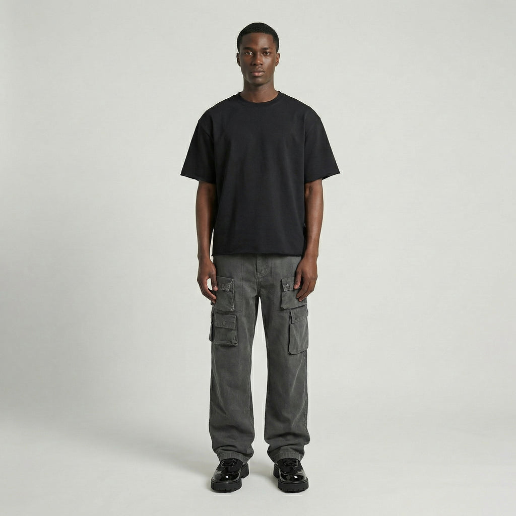 Raw Hem Boxy Tee (Black)