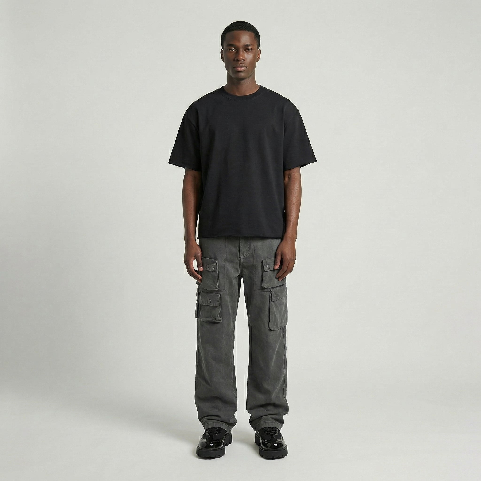 Raw Hem Boxy Tee (Black)