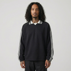 Striped Collar Retro Rugby Sweatshirt(Black)