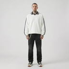 Striped Collar Retro Rugby Sweatshirt (White)