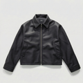 Cropped Faux Leather Zip Jacket
