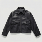 Cropped Faux Leather Zip Jacket