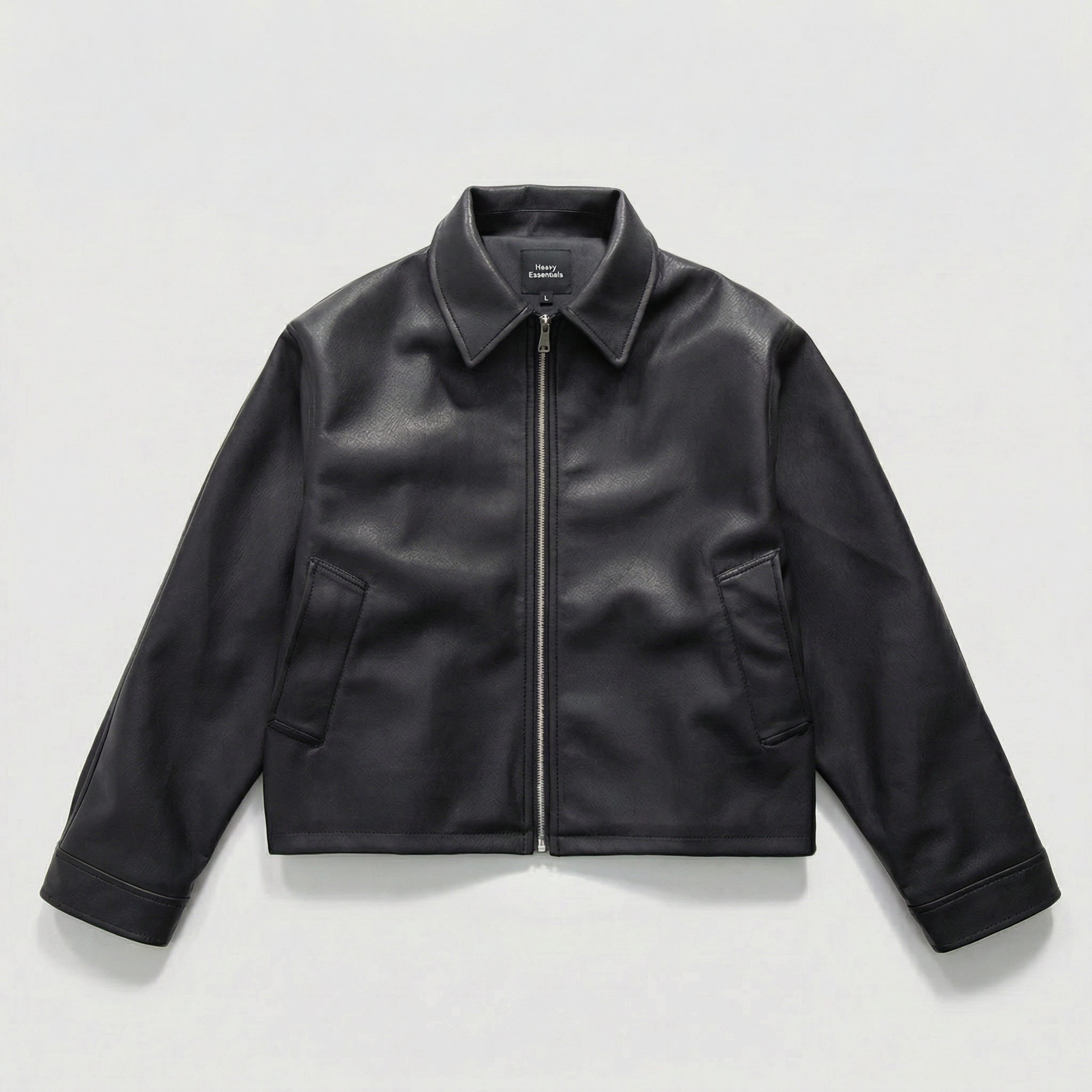 Cropped Faux Leather Zip Jacket
