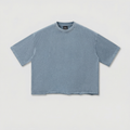 Raw Hem Boxy Tee (Washed Denim)