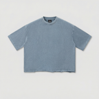 Raw Hem Boxy Tee (Washed Denim)
