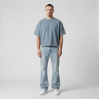Raw Hem Boxy Tee (Washed Denim)