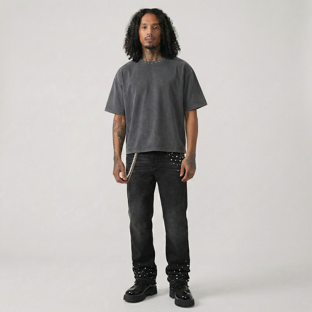 Stud Collar Boxy Tee