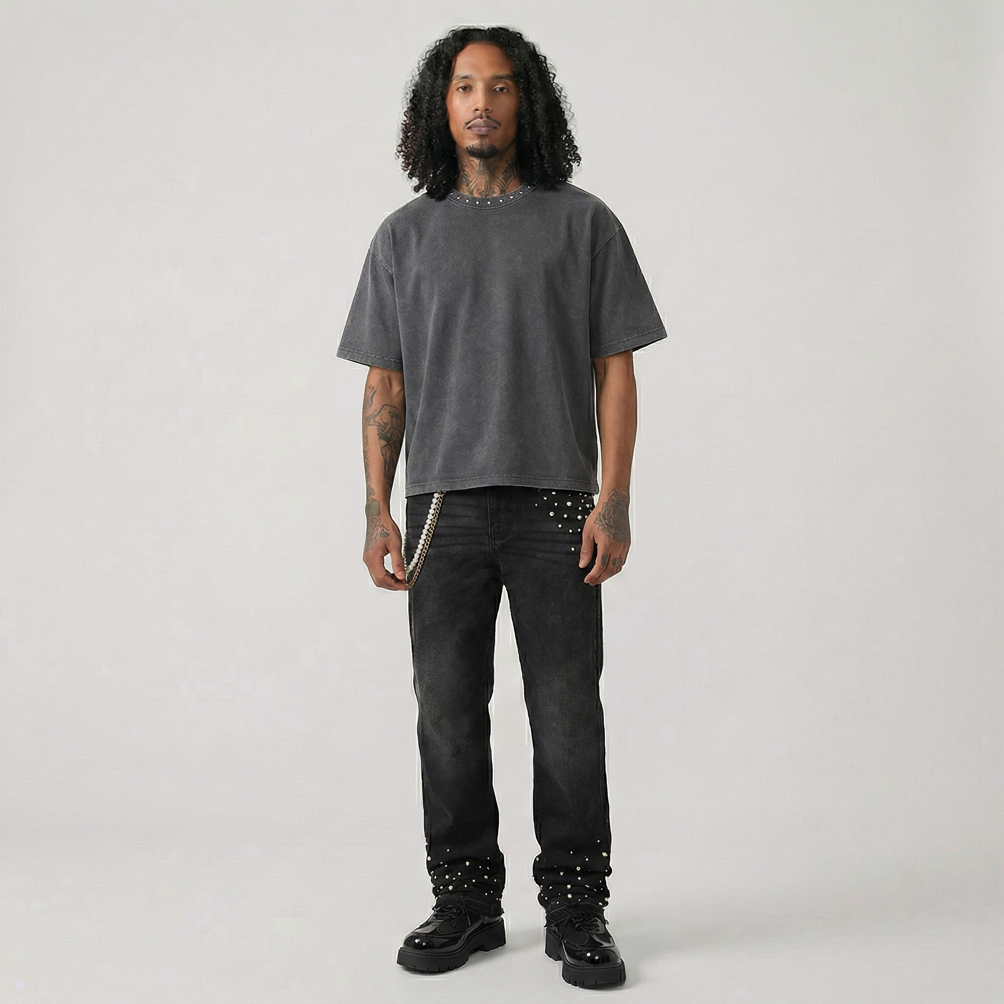 Stud Collar Boxy Tee