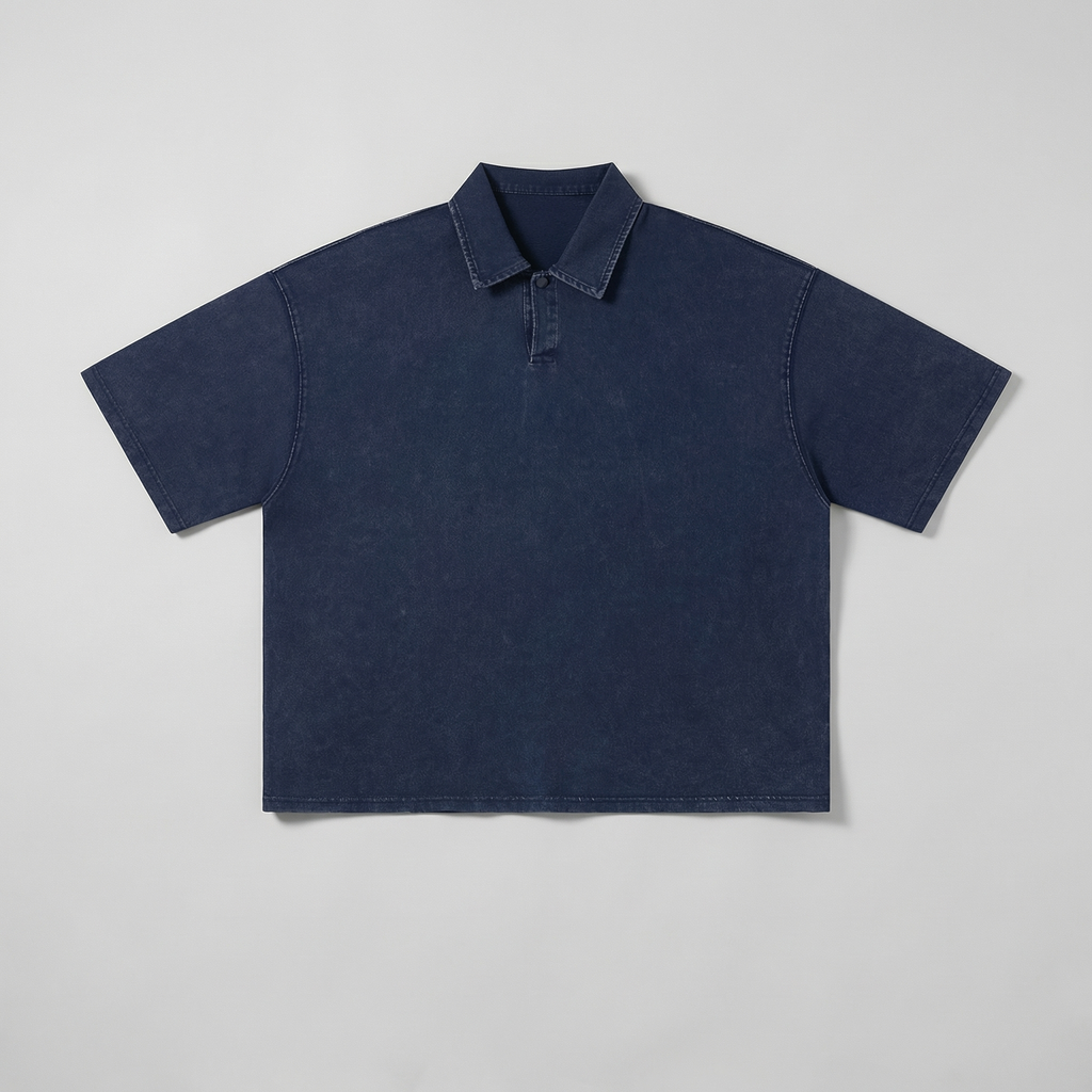 Washed Boxy Polo (Navy)