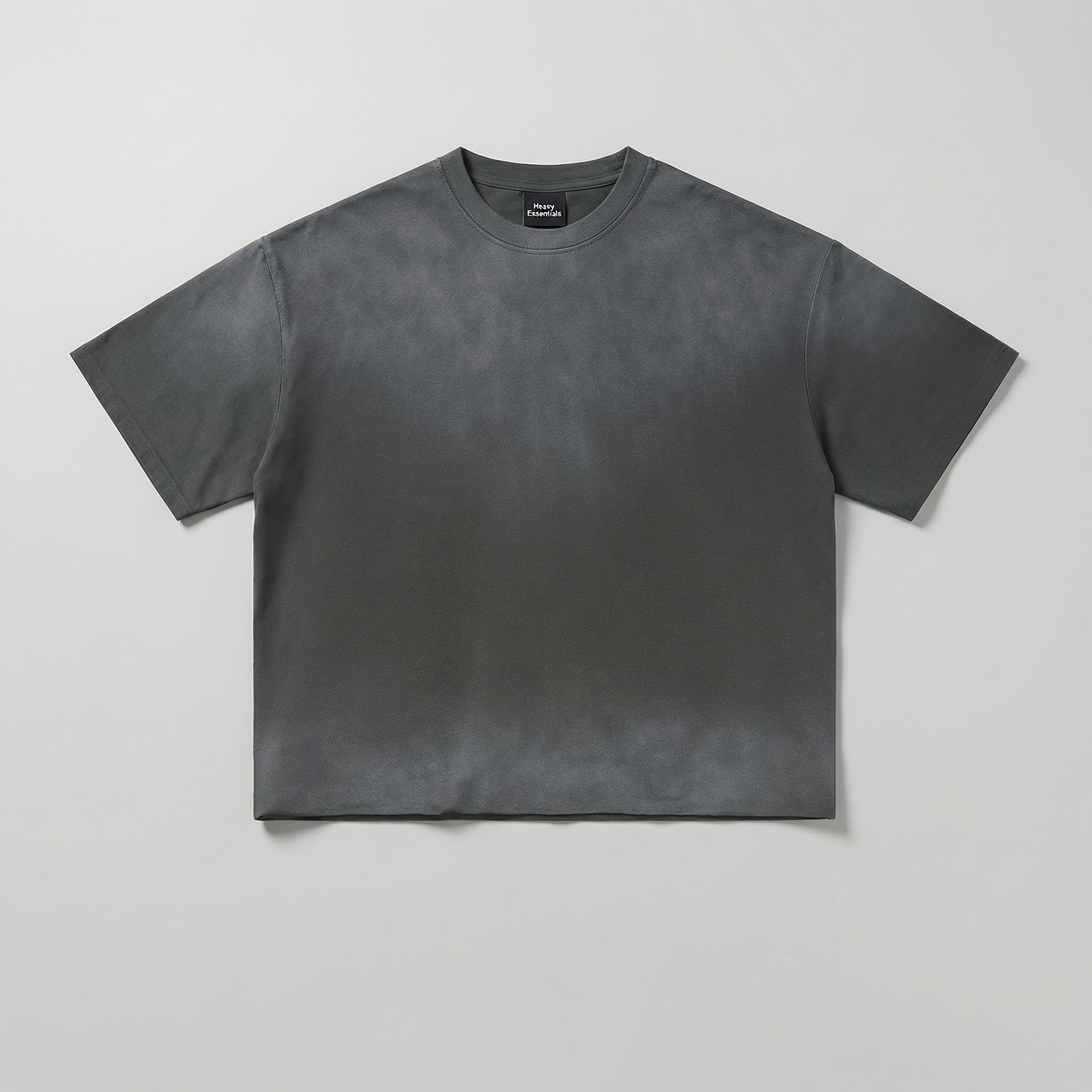 Washed Distressed Boxy Tee (Dark Grey)