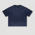 Washed Distressed Boxy Tee (Navy)