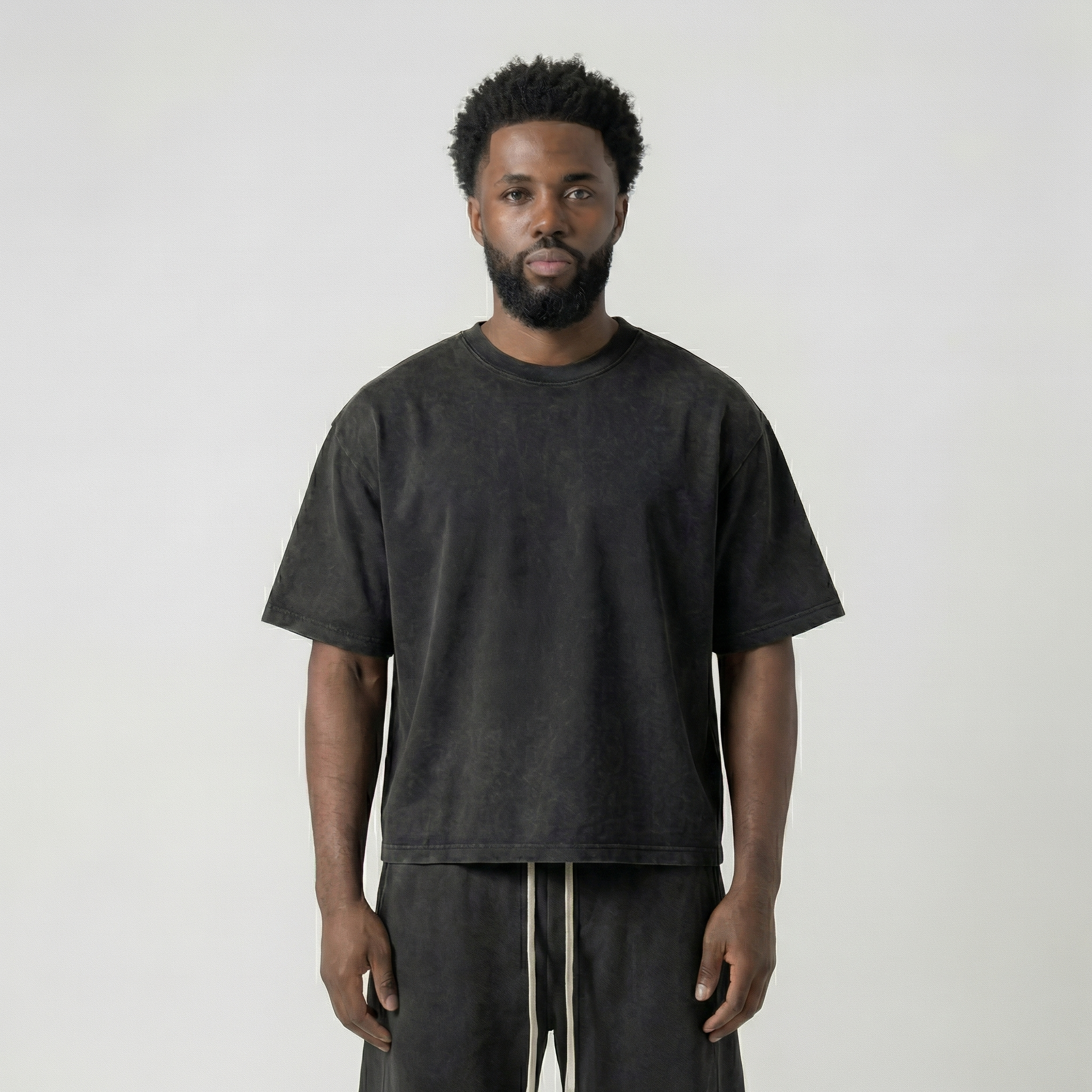 Washed Cropped Tee (Black)